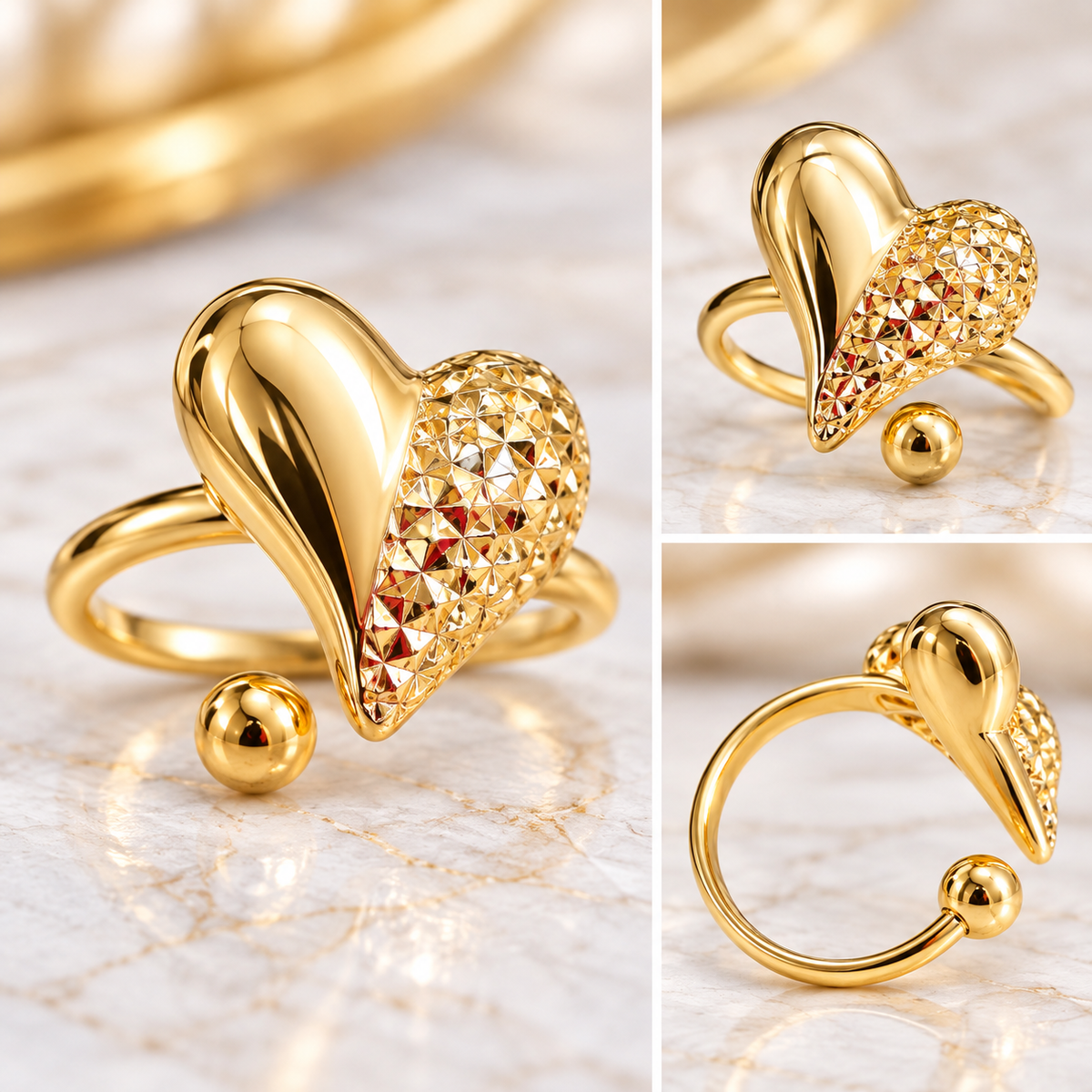 Anillo Doble Amor – Corazones Dorados