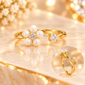 Anillo Flor de Perlas – Brillo Dorado