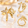 Anillo Delfín Encanto – Cristales Dorados