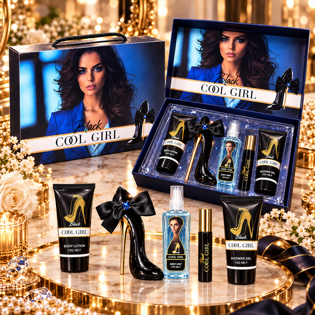 Set de Perfume Black Cool Girl – 5 Piezas