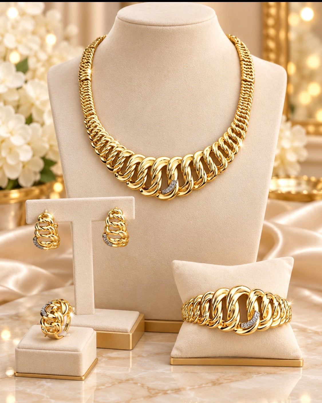 Set Princesa Imperial – Gargantilla, Manilla, Aretes y Anillo